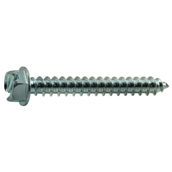 Midwest Fastener Sheet Metal Screw, #14 x 2 in, Zinc Plated Steel Flange Hex Head Slotted Drive, 100 PK 02960 - main
